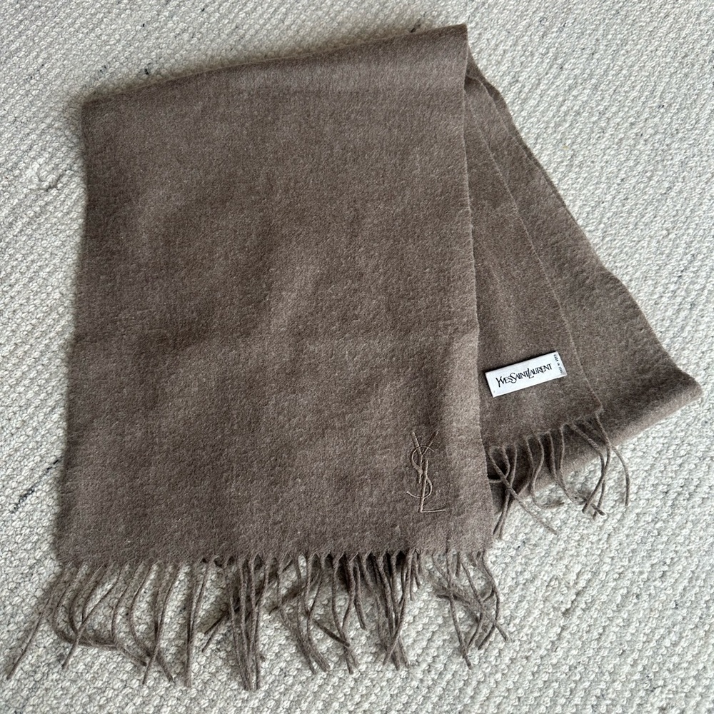 YSL Beige Wool Scarf